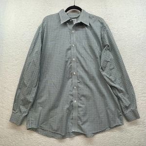 LL Bean Shirt Mens Extra Large Green Blue Plaid Traditional Fit Button Down Dad